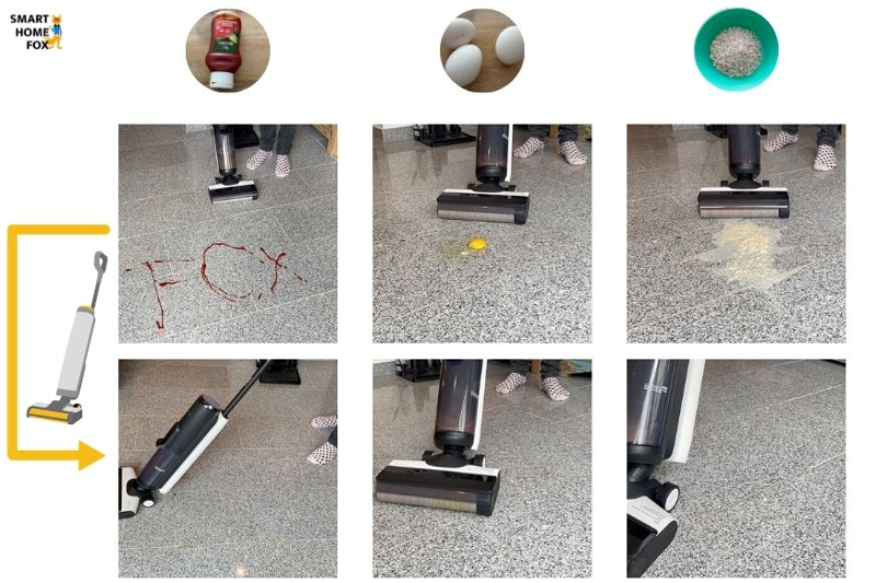 Übersichtbild, welches zeigt, wie ein Akkusaugwischer den Boden reinigt